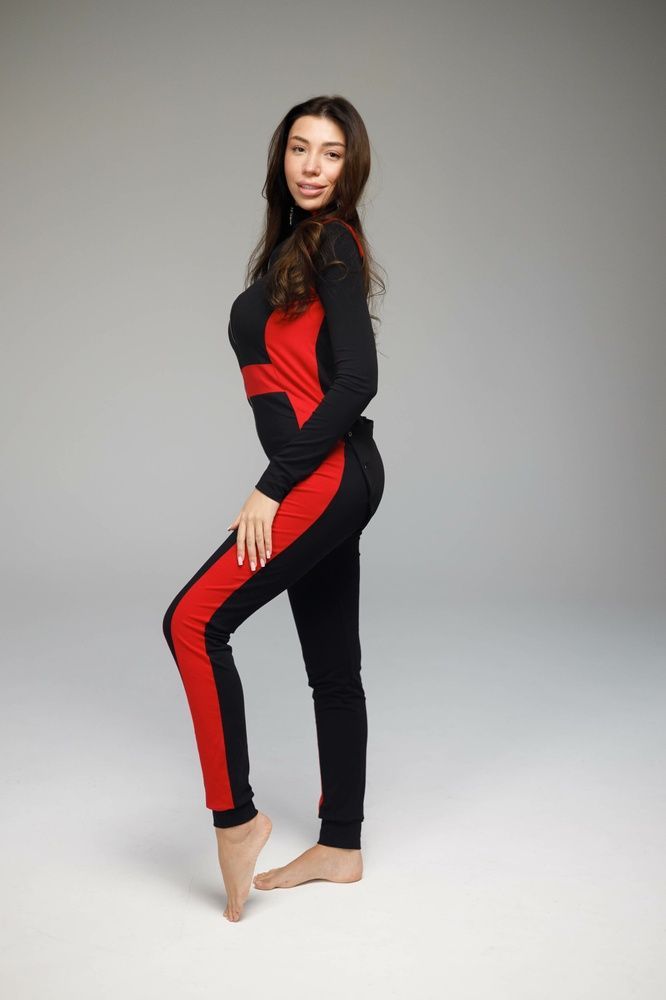 Женская пижама Sweetjama Desire Stripe Черная с карманом на попе 56746 фото