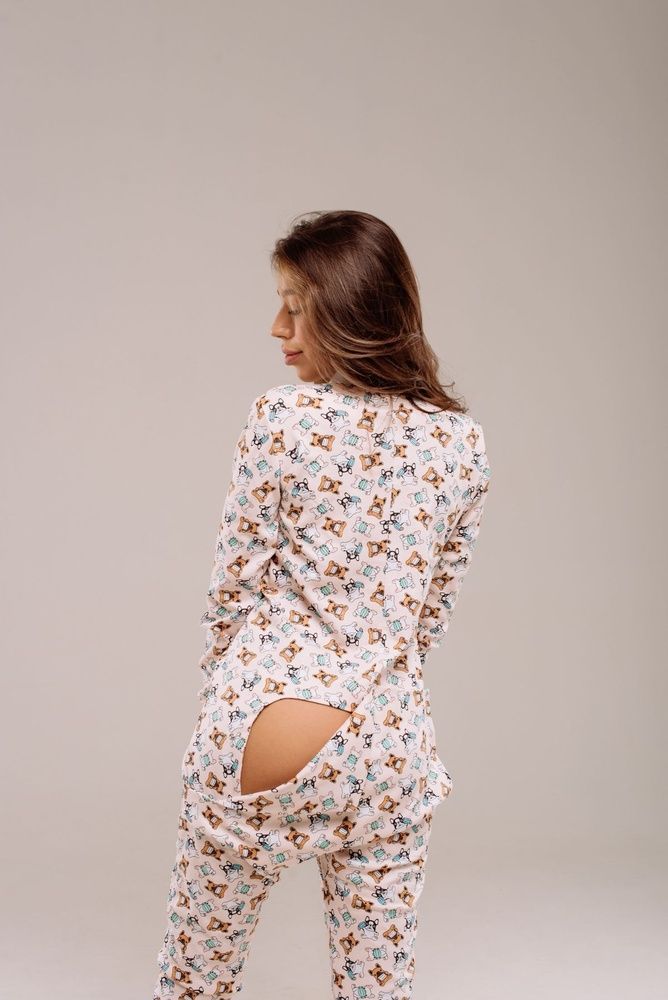 Пижама женская SweetJama с карманом на попе "Собачки в масках" S 55558 фото