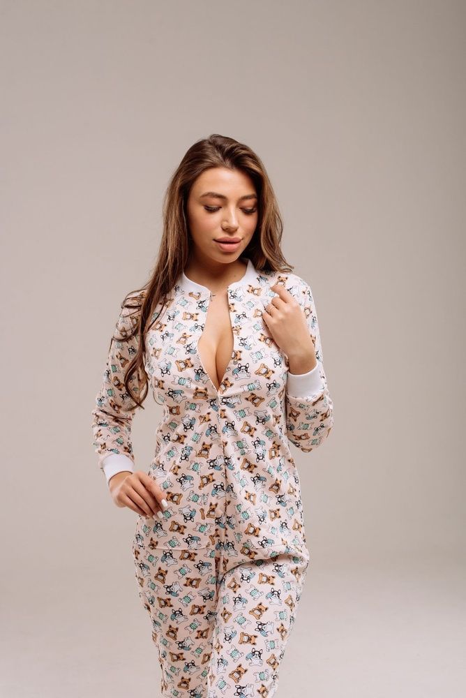 Пижама женская SweetJama с карманом на попе "Собачки в масках" S 55558 фото