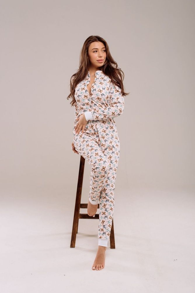Пижама женская SweetJama с карманом на попе "Собачки в масках" S 55558 фото